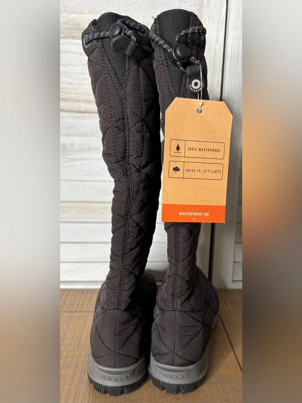 NWT Bogs Snowday Tall Quilted Waterproof Winter Boots Brown Size 6